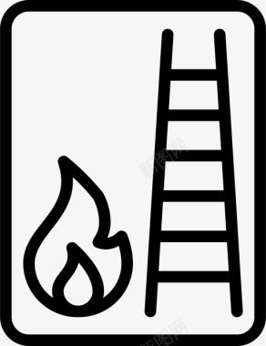 梯子警告标志4直线图标图标