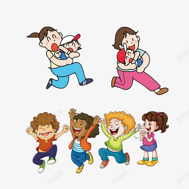 卡通儿童一家人png免抠素材_新图网 https://ixintu.com 一家人图片 卡通 卡通儿童 手绘 抱孩子