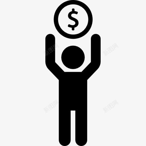 男子抱着一个大硬币图标png_新图网 https://ixintu.com 商业 硬币 美元 美元符号 货币 银行