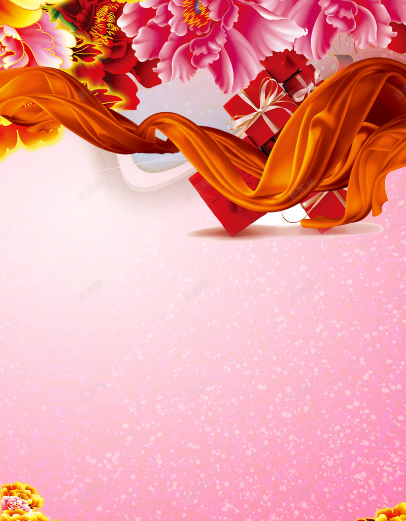 三八妇女节富贵大气海报背景jpg设计背景_新图网 https://ixintu.com 三八妇女节展板 大气 女人节 女王节 妇女节宣传 展板 母亲 海报 红绸 节日素材 花朵