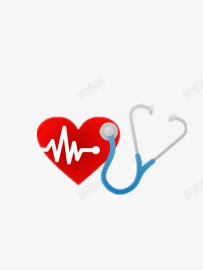 听诊器与心脏png免抠素材_新图网 https://ixintu.com 健康 医疗 卡通 心脏