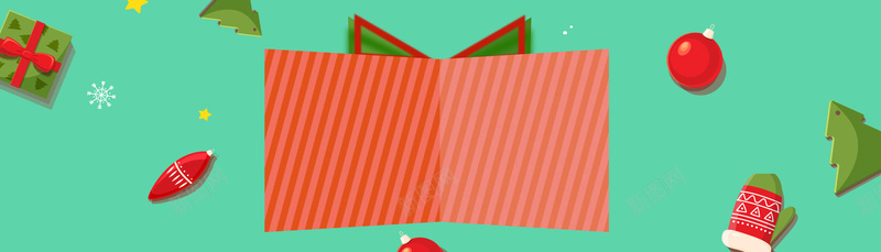 圣诞节绿色卡通电商狂欢banner背景