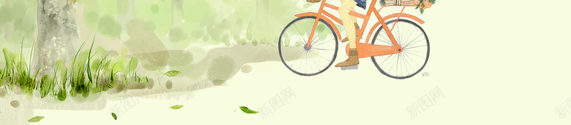 你好九月手绘海报psd设计背景_新图网 https://ixintu.com 优惠活动海报 九月 十月 秋天 树 秋游 骑着自行车的女孩 旅游 周末出行