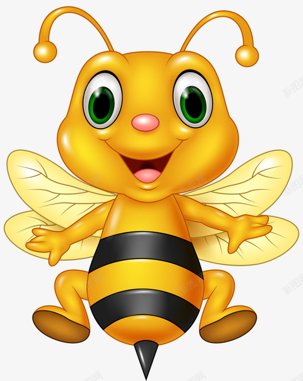 手绘卡通可爱的黄色小蜜蜂png免抠素材_新图网 https://ixintu.com 动物 卡通 翅膀 蜂类 蜜蜂 针刺 黄色