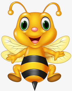 蜜蜂翅膀手绘卡通可爱的黄色小蜜蜂高清图片