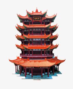 橙色中国风建筑装饰图案素材