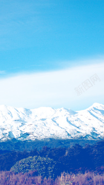 天空雪山风景户外H5背景背景