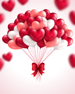 蝴蝶结海报红色爱心气球情人节背景矢量图高清图片
