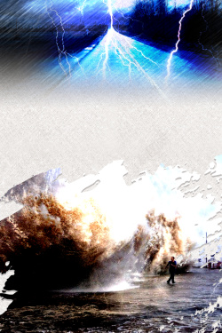 龙卷风与闪电图片创意台风来袭公益海报高清图片