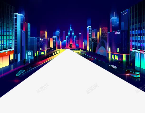 彩色城市背景海报png免抠素材_新图网 https://ixintu.com 创意 城市 彩色 海报 背景