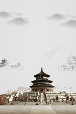 北京旅游景点海报背景素材背景