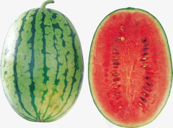 消暑解渴水果西瓜整个切开高清图片