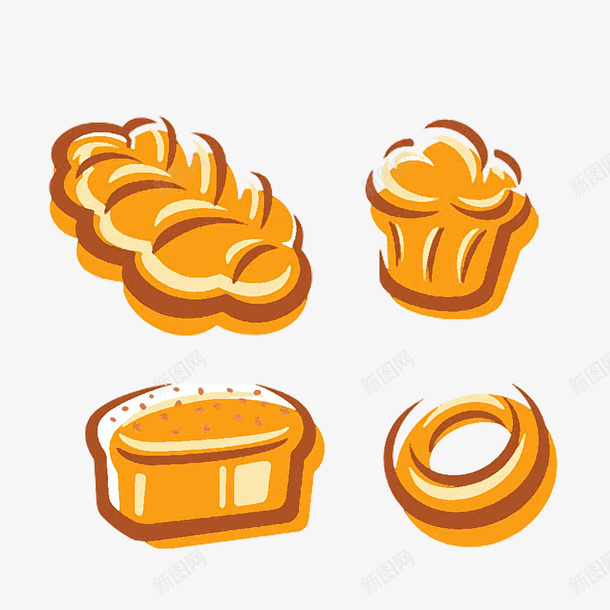 面包蛋糕psd免抠素材_新图网 https://ixintu.com 卡通 图案 蛋糕 面包