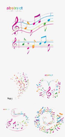 符音彩色乐谱与音乐符号高清图片