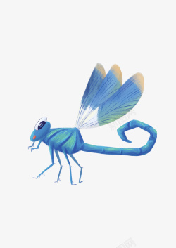 蓝色蜻蜓手绘昆虫之蜻蜓高清图片
