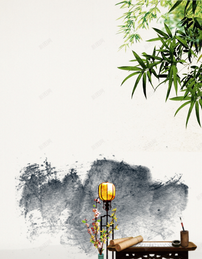 中国水墨画海报背景psd设计背景_新图网 https://ixintu.com 传统文化 复古海报 中国风 山水画 水墨画 水墨文化 中式海报 鲜花背景