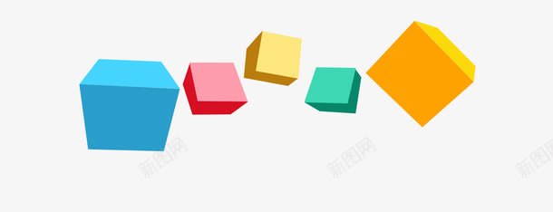 几何彩色立体块png免抠素材_新图网 https://ixintu.com 几何 彩色 立体块