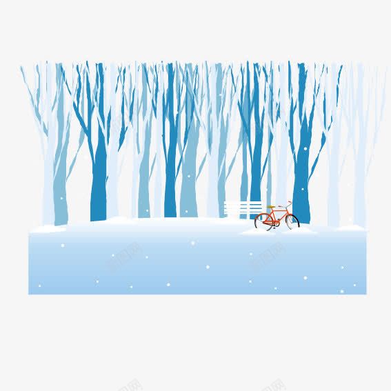 冰雕树木png免抠素材_新图网 https://ixintu.com 冰雕树 白雪 自行车 雪景