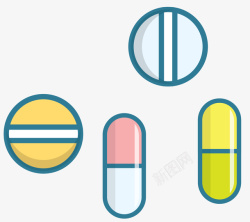 卡通风格药片矢量图素材