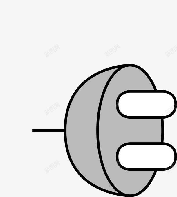 灰色的卡通插头图标png_新图网 https://ixintu.com 卡通 插头 灰色 灰色的圆插头