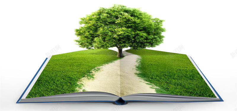 书本上的绿树环保海报背景背景