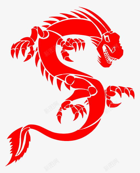 手绘红色的龙图标png_新图网 https://ixintu.com 图标 图案 红色 邪恶的龙 龙 龙标志 龙行天下