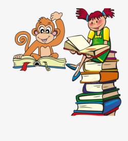 小猴看书素材