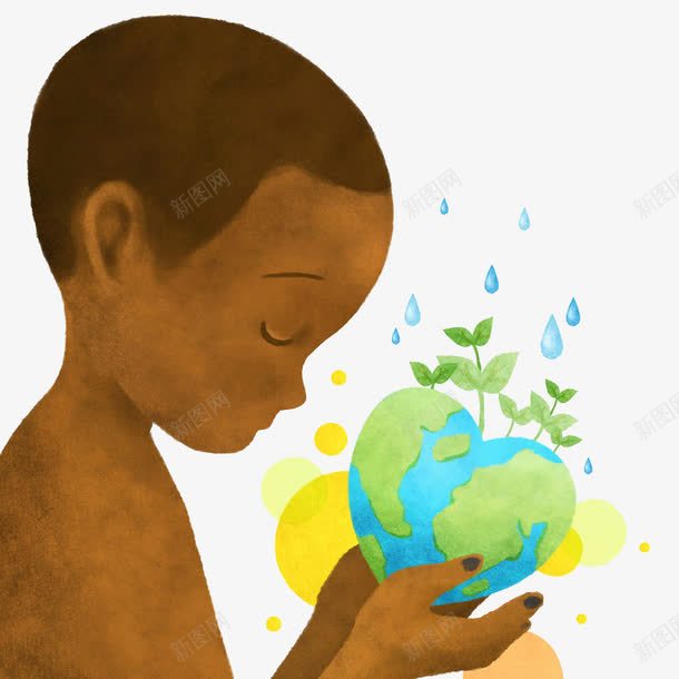 孩子捧着地球png免抠素材_新图网 https://ixintu.com 地球 孩子 捧着 树苗