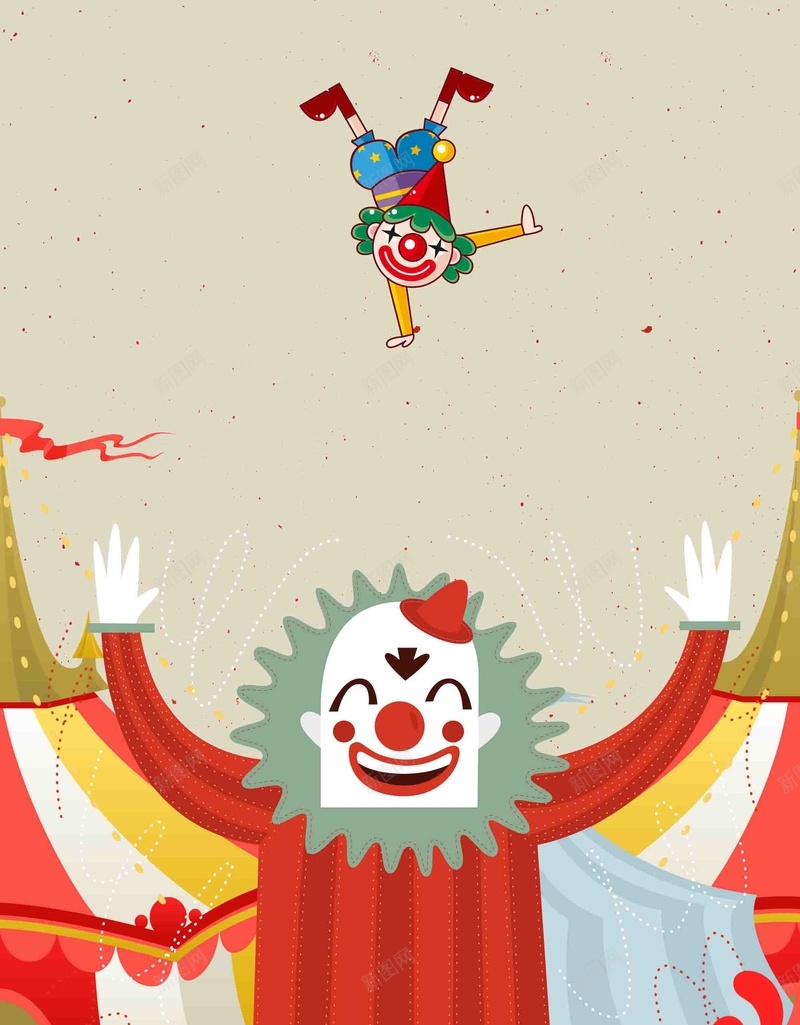 欢乐游乐场小丑宣传海报背景模板psd设计背景_新图网 https://ixintu.com 卡通 宣传 小丑 欢乐 海报 游乐场 背景模板 马戏团