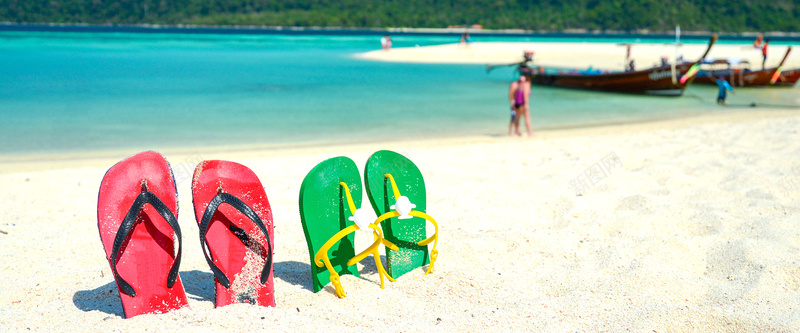 海边沙滩拖鞋背景背景