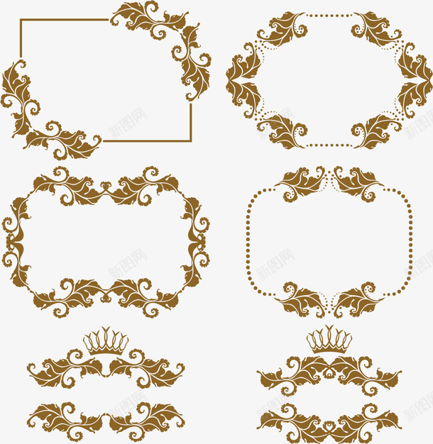 棕色欧式边框环纹png免抠素材_新图网 https://ixintu.com 棕色 欧式 环纹 边框