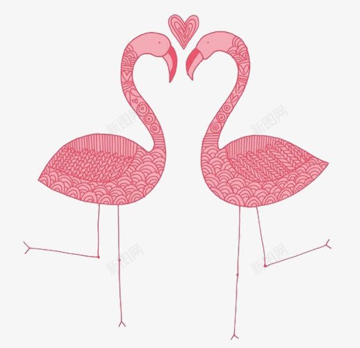 两只粉色的天鹅png免抠素材_新图网 https://ixintu.com 心 手绘 插画 粉色