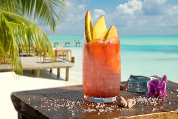 沙滩太阳饮料背景