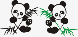 黑色卡通小熊猫矢量图素材