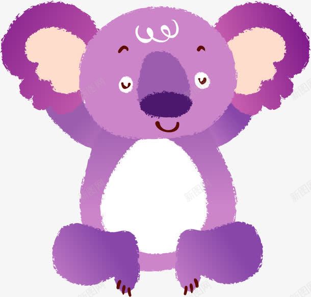 可爱考拉png免抠素材_新图网 https://ixintu.com AI 动物 卡通 可爱 手绘 紫色 线条 考拉