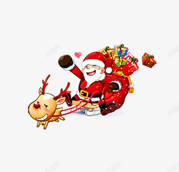 圣诞节老人驯鹿卡通手绘元素png免抠素材_新图网 https://ixintu.com 元素 卡通 圣诞节 手绘 老人 驯鹿