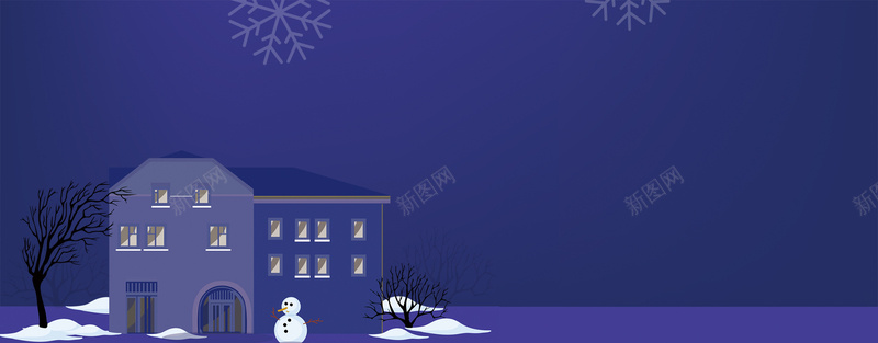 冬季雪人卡通简约紫色背景背景