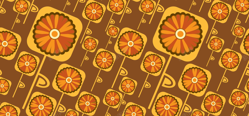 橙色花卉图案背景eps设计背景_新图网 https://ixintu.com 图案 棕色 橙色 线条 花朵 海报banner 质感 纹理