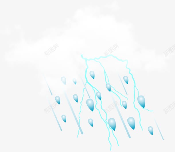 雷阵雨蓝色雨滴png免抠素材_新图网 https://ixintu.com 蓝色 装饰 雨滴 雷阵雨