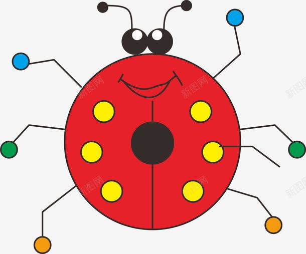 卡通瓢虫png免抠素材_新图网 https://ixintu.com 动物 卡通 可爱 手绘 插画 瓢虫 红色 线条