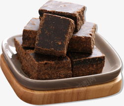 黑糖糖砖红糖黑糖在方形棕色盘子里高清图片