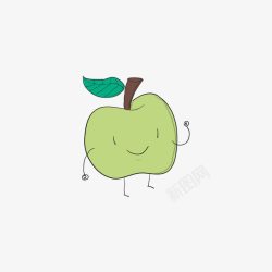 绿色的卡通苹果素材