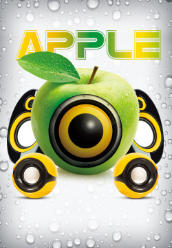 苹果海报青苹果音响音乐海报高清图片