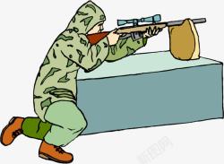 卡通手绘持枪射击士兵素材