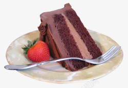 吃巧克力美味的巧克力蛋糕高清图片