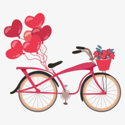 浪漫自行车浪漫爱心自行车矢量图高清图片