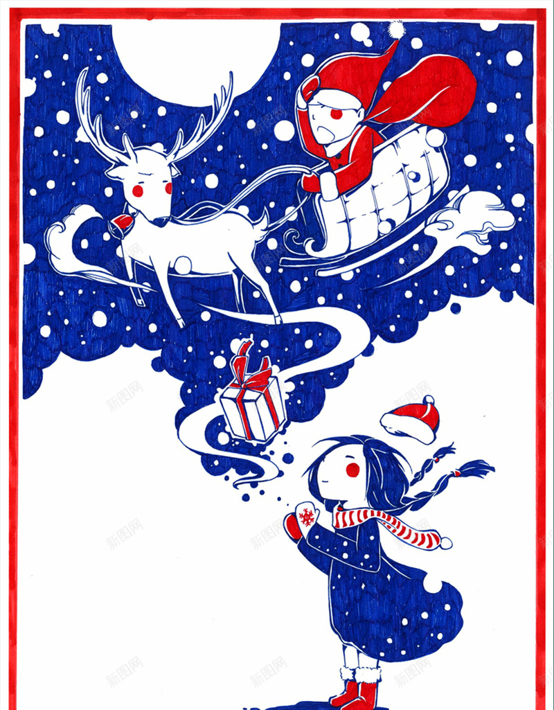 手绘圣诞夜jpg设计背景_新图网 https://ixintu.com 卡通 圣诞 小清新 手绘 浪漫 童趣