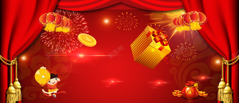 新年春季红色喜庆海报背景背景