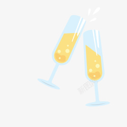 低脚杯蓝色脚杯中的黄色香槟矢量图高清图片