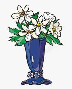 蓝色花瓣植物插画素材